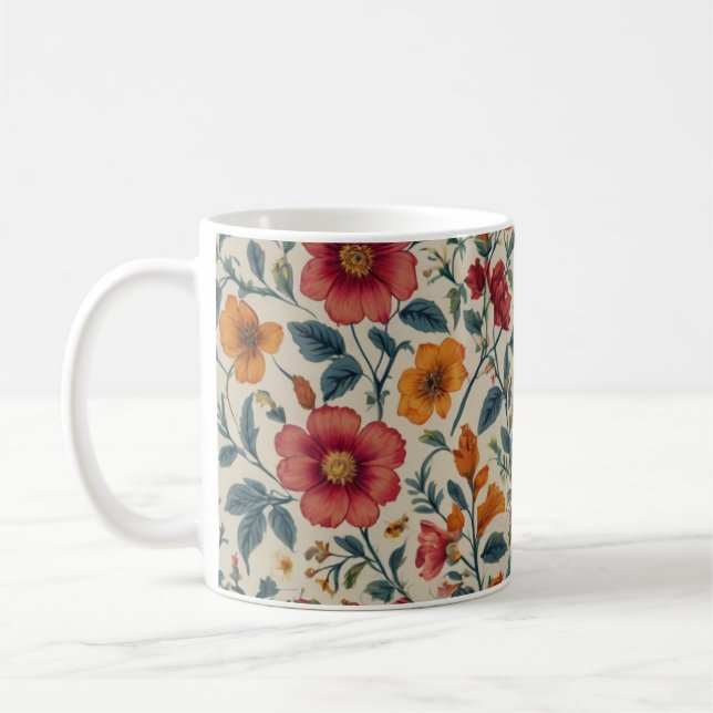 tasse à café fleurie (Gauche)