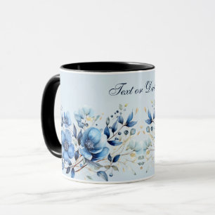 Tasse à café Fleurs Bleues Aquarelle