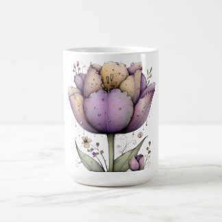 Tasse à café Fleurs de printemps violettes et jaun