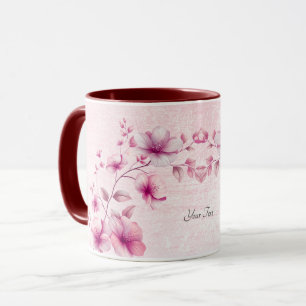 Tasse à café Fleurs roses à l'aquarelle