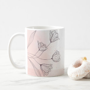 Tasse à café florale aquarelle rose romantique – C