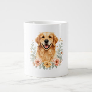 Tasse à café florale Golden Retriever