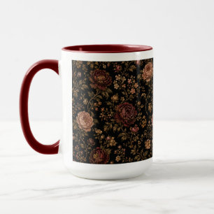 Tasse à café florale sombre vintage   Botanique lu