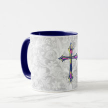 Tasse à café grise de style vintage Faith Cross