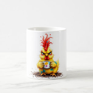 Tasse à café humoristique avec dessin de poulet en