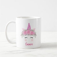 Tasse à café Licorne Personnalisée Avec Nom Rose