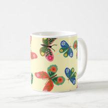 Tasse à café mignonne à motif de jardin floral col