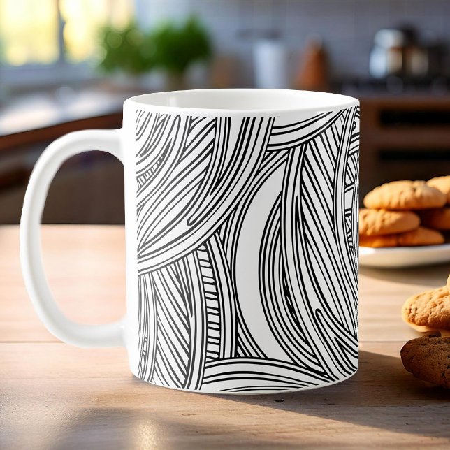 Tasse à café moderne noir et blanc avec tourbillon (Créateur téléchargé)