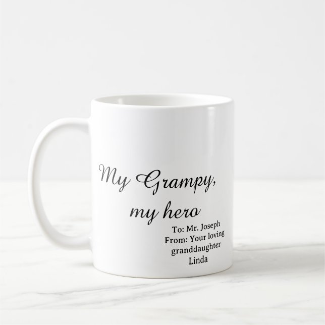 Tasse à café Mon Papi Mon Héros (Gauche)