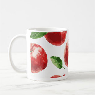 Tasse à café motif pomme rouge aquarelle Ki