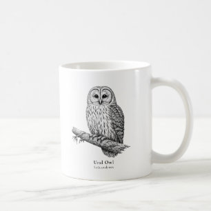 Tasse à café noir et blanc Chouette de l'Ural