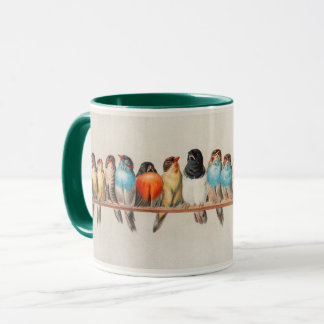Tasse à café Perch of Birds à garniture verte 