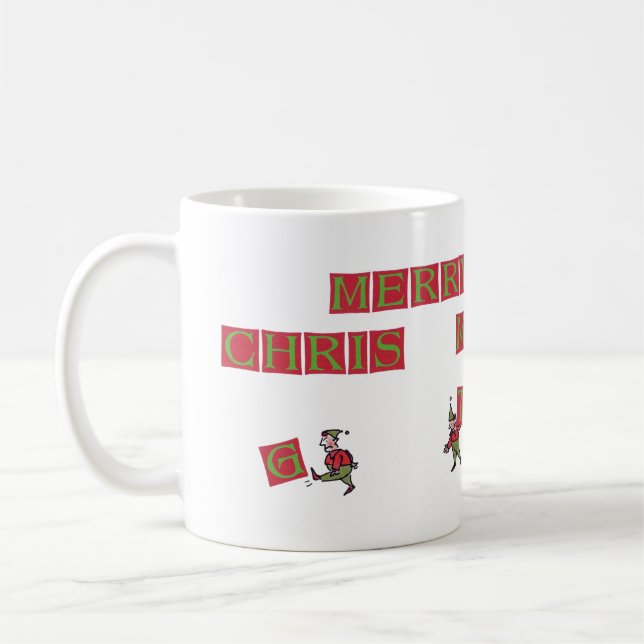 Tasse à café père Noël Elves Typo (Gauche)