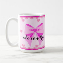 Tasse à café personnalisée avec un nœud rose Alexa