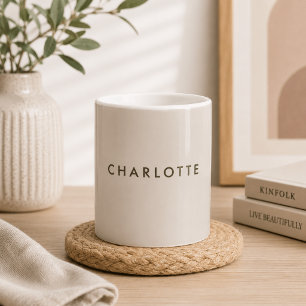 Tasse à café personnalisée beige moderne avec nom