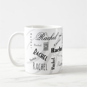 Tasse à café personnalisée Rachel Noir Blanc