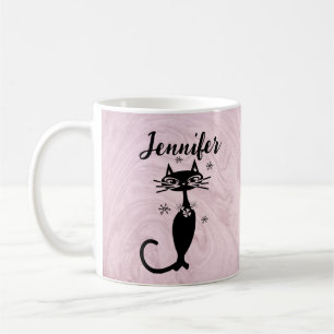 Tasse à café personnalisée Retro Atomic Black Cat