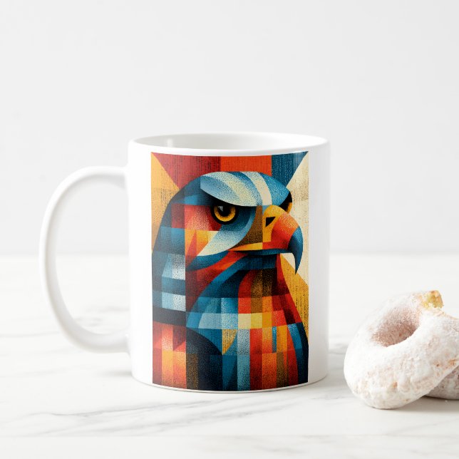 Tasse à café Pop Art Abstrait Aigle Géométrique Ré (Avec donut)