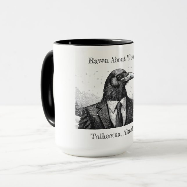 Tasse à café, Raven About Town - Talkeetna Alaska. (Devant gauche)