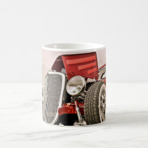 Tasse à café rouge voiture de collection classique