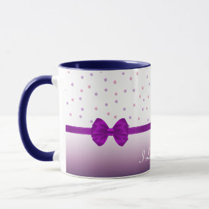 Tasse à café ruban à pois violet motif