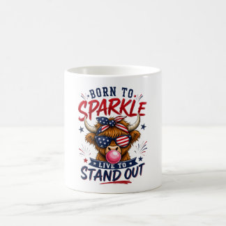 Tasse à café vache des Highlands patriotique née p