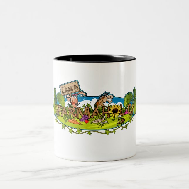 Tasse à deux tons de logo de Farmaholic (Centre)