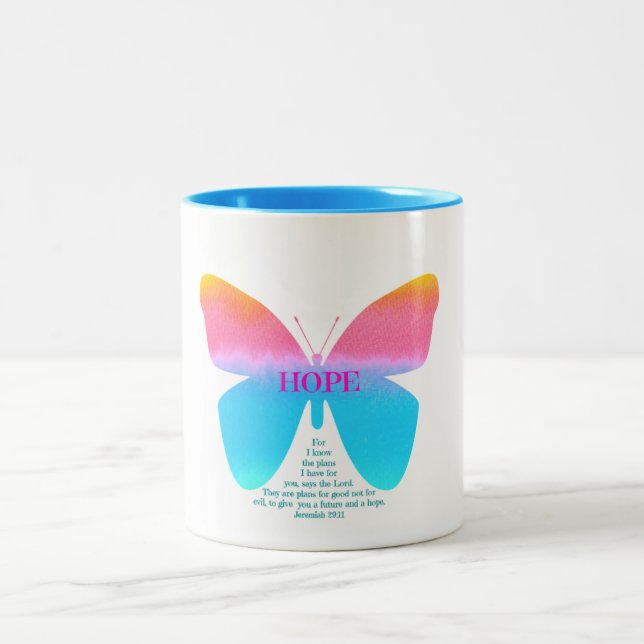 Tasse à deux tons de papillon d'espoir de 29:11 de (Centre)