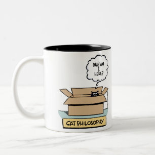Tasse à deux tons de philosophie de chat (main
