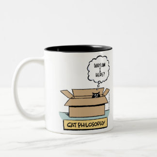 Tasse à deux tons de philosophie de chat (main