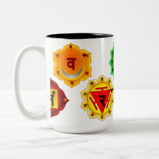 TASSE À DEUX TONS des SYMBOLES 15OZ du YOGA REIKI