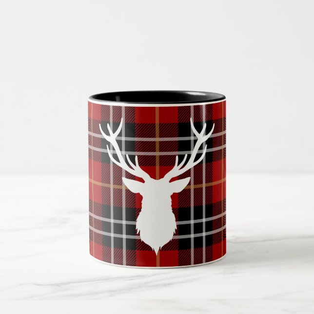 TASSE À DEUX TONS ÉLÉGANTE ROUGE DU PLAID %PIPE% (Centre)