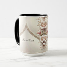 Tasse à embellissements floraux et perles