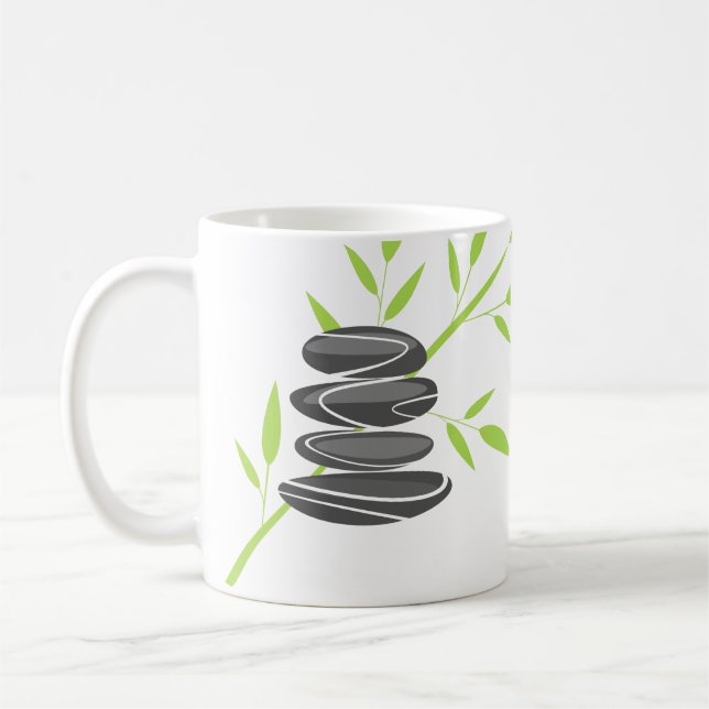 Tasse à empilement de galets Zen avec une citation (Gauche)