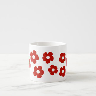 Tasse à expresso à motif de fleur rouge abstrait