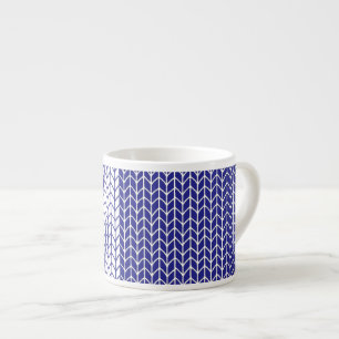 Tasse à expresso en tricot bleu et blanc