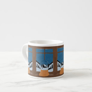 Tasse à Expresso Hivernale Scène de Boule à Neige