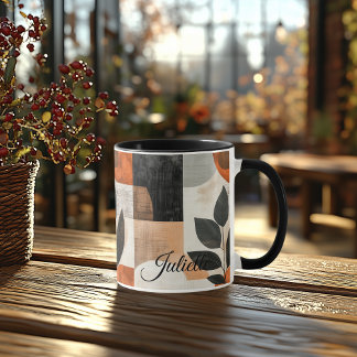 Tasse à feuille minimaliste - Rustique et terreuse