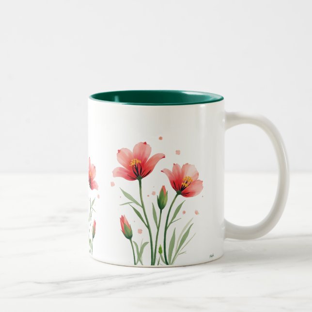 tasse à fleurs peintes (Droit)