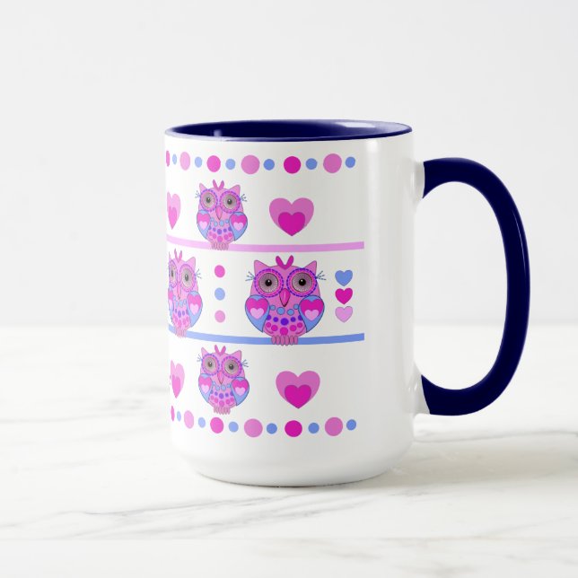 Tasse à la mode mignonne avec des hiboux et le nom (Droite)