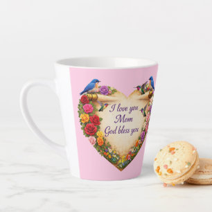 Tasse à latte rose pour maman avec cœur