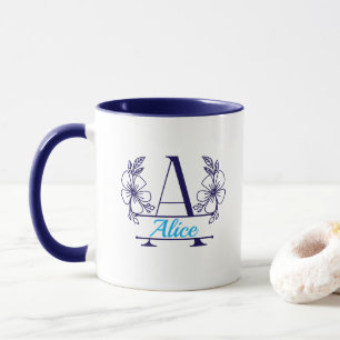 Tasse à monogramme floral personnalisé