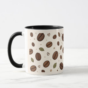 Tasse à motif Café en grain et feuille pour une ut