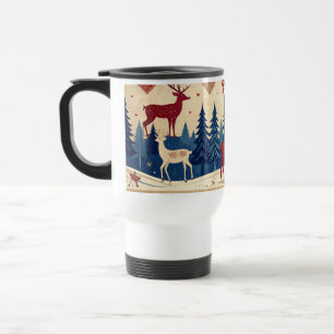 Tasse à motif de rennes d'art populaire