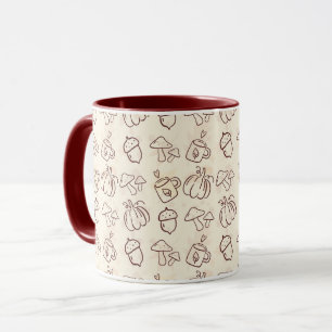 Tasse à motif doodle de récolte automnale cosy