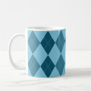 Tasse à motifs de losanges bleue