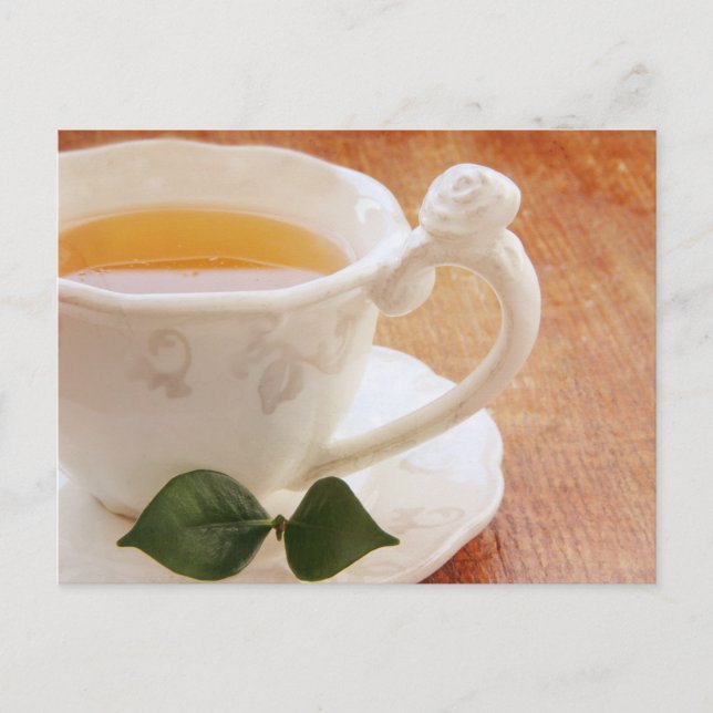 Tasse à thé avec carte postale à la menthe (Devant)