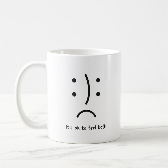 Tasse à visage émotionnel double minimaliste (Gauche)