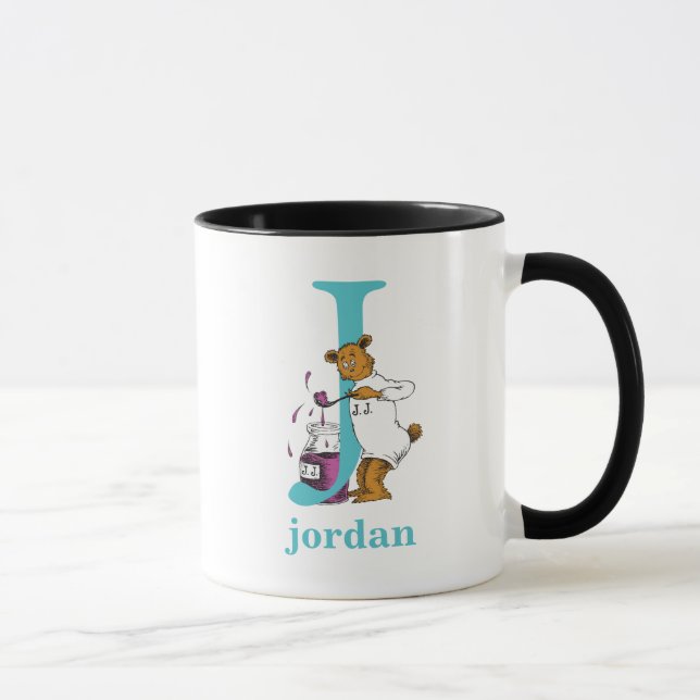 Tasse ABC du Dr Seuss : Lettre J - Turquoise | Ajouter V (Droite)
