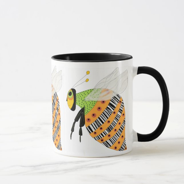 Tasse Abeille de code barres de trois abeilles (Droite)